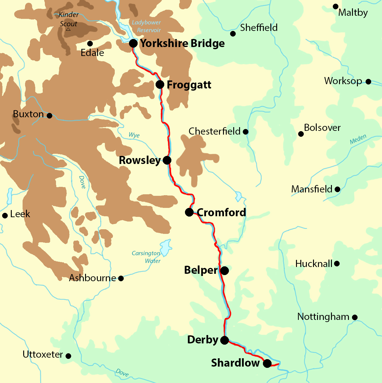Derwent Valley Heritage Way map